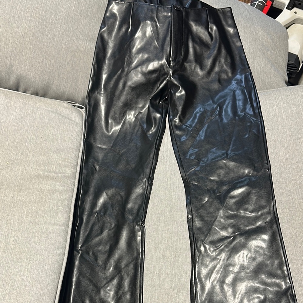 Men's Black Faux Leather Pants